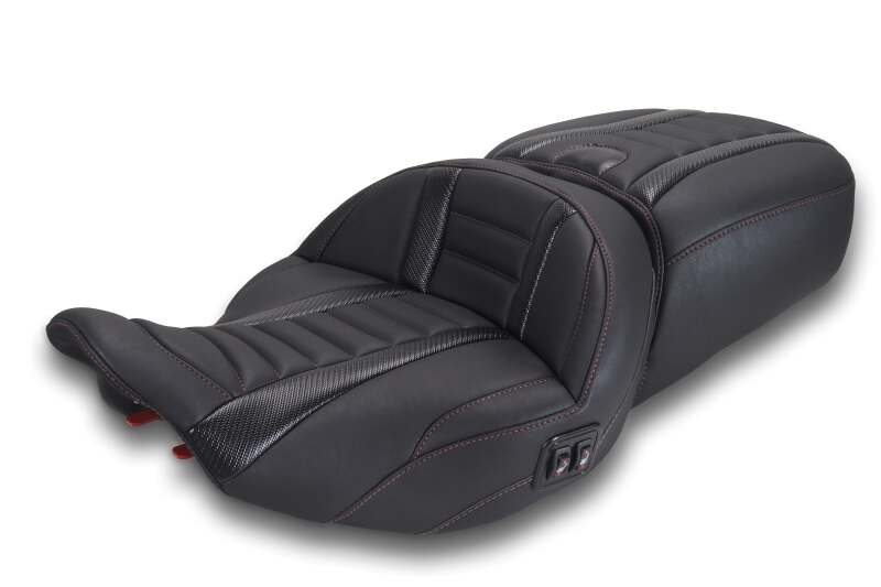 Mustang 23-26 Harley CVO Road Glide, Street Glide, Heated ST Deluxe 1pc 2Up Blk w/Beauty Thread