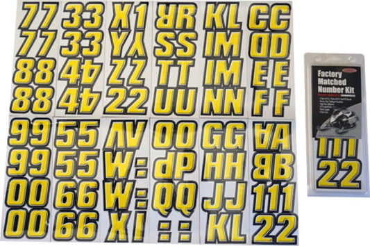 Hardline Snowmobile Lettering Registration Kit 2 in. - 500 Yellow/Black