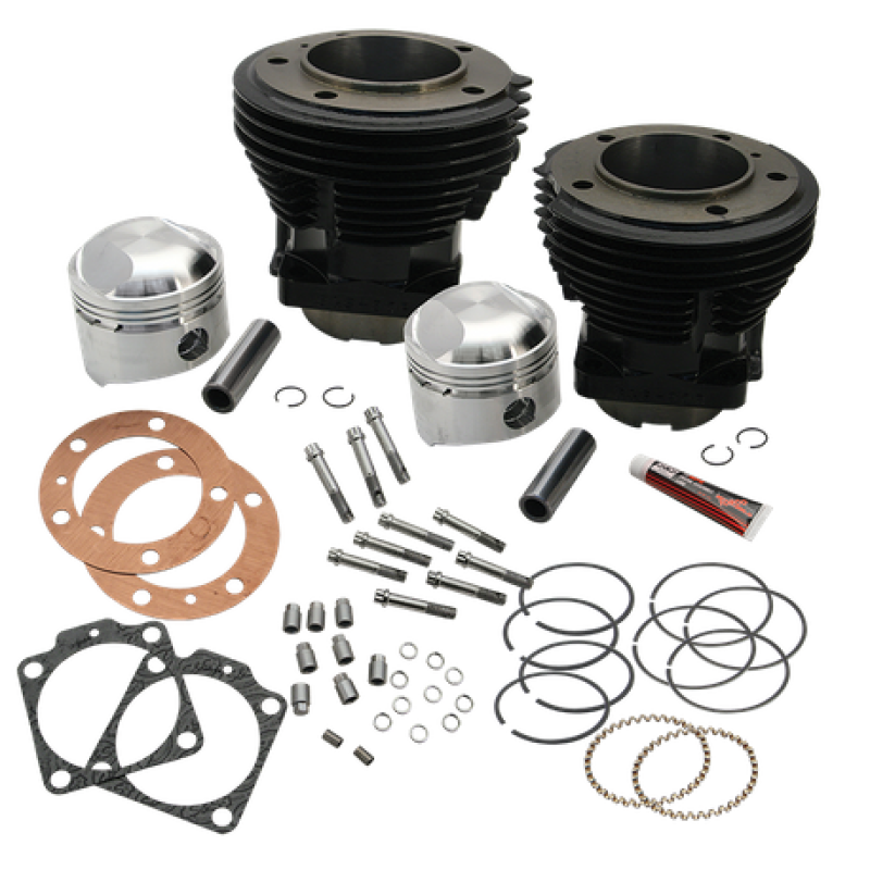 S&S Cycle 66-84 BT 3-31/32in Stroke 3-7/16in Bore 8.0 To 1 Compression Cylinder Kit - Gloss Black