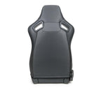 NRG Omega Reclinable Racing Seat (Pair) Black with Black Carbon Vinyl Back