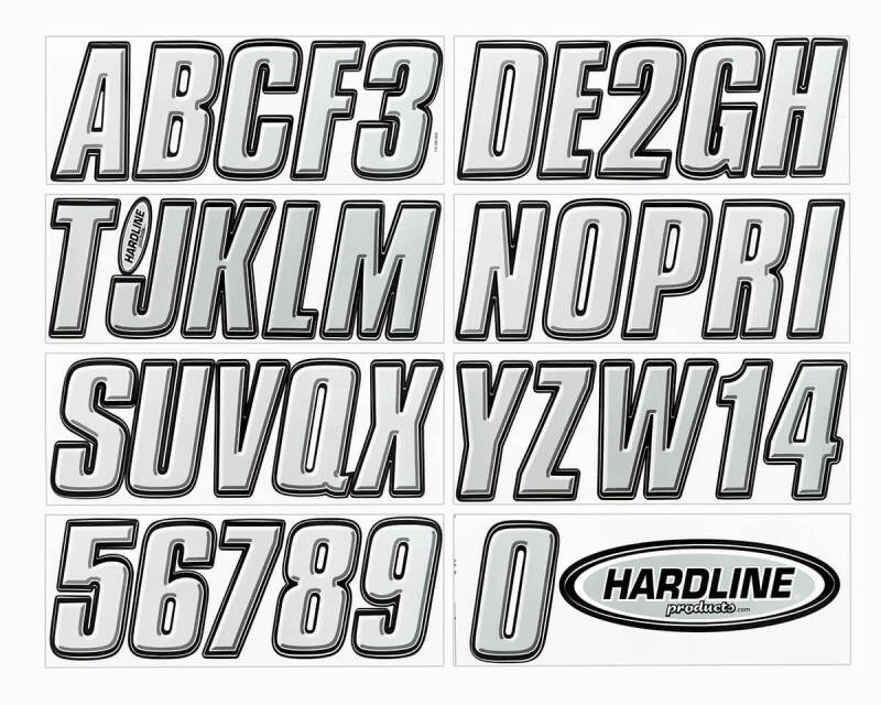 Hardline Boat Lettering Registration Kit 3 in. - 800 Silver/Black