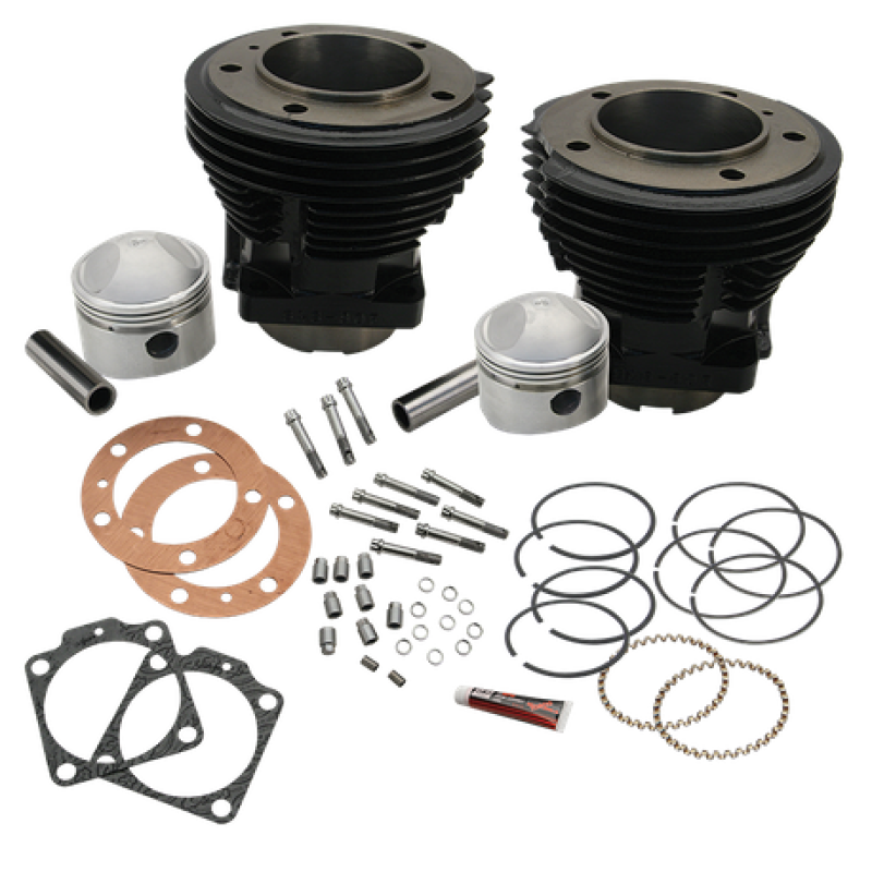 S&S Cycle 66-84 3-7/16in x Up To 4-3/4in Stroke Cylinder Kit - Gloss Black