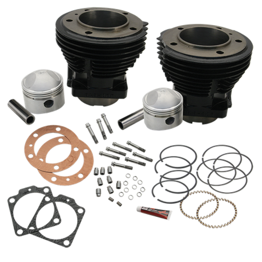 S&S Cycle 66-84 3-7/16in x Up To 4-3/4in Stroke Cylinder Kit - Gloss Black