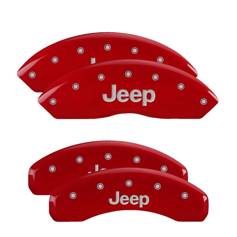 MGP 4 Caliper Covers Engraved Front & Rear JEEP Red finish silver ch