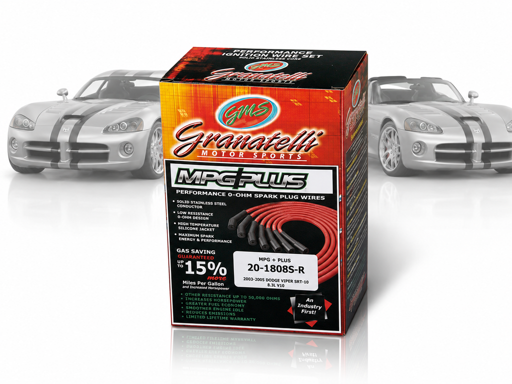0-Ohm Red Performance Spark Plug Wires for 2003-2005 Dodge Viper 8.3L V10 – 20-1808S-R - Granatelli Motor Sports
