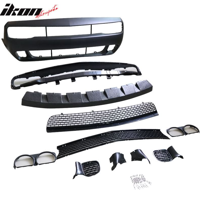2008-2014 Dodge Challenger Front Bumper Cover w/ Car Grille Unpainted
