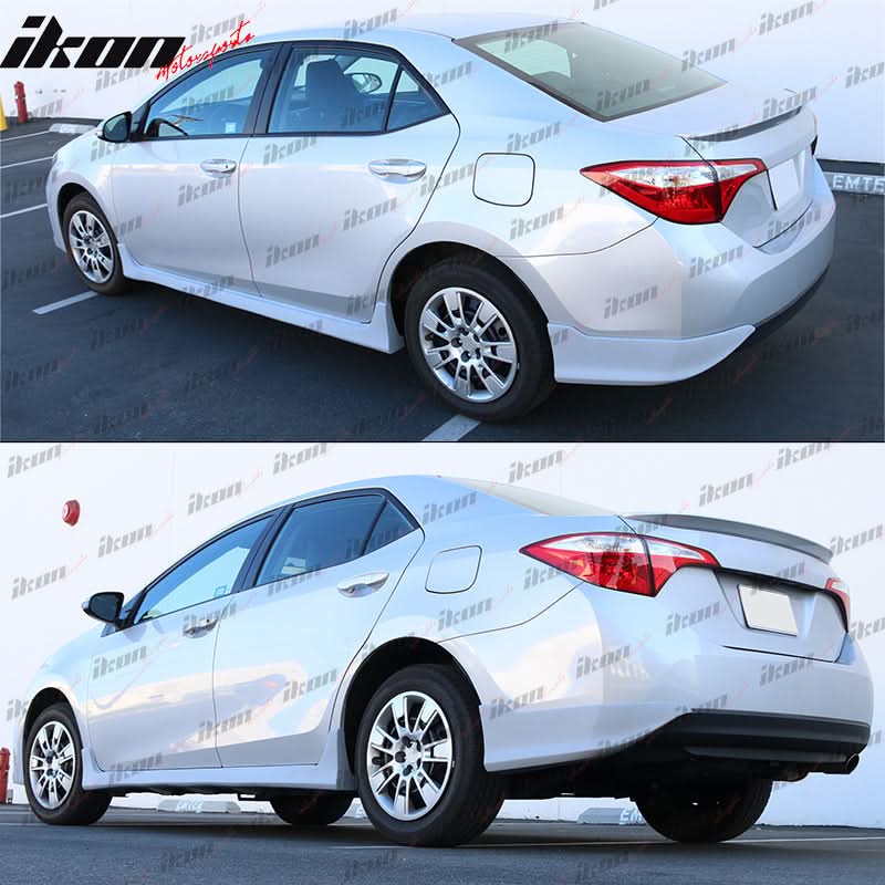 2014-2019 Toyota Corolla Rear Bumper Lip Aprons Unpainted Black PU