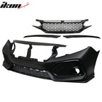 2016-2021 Honda Civic OE Style Unpainted Front Bumper Cover W/ Grille