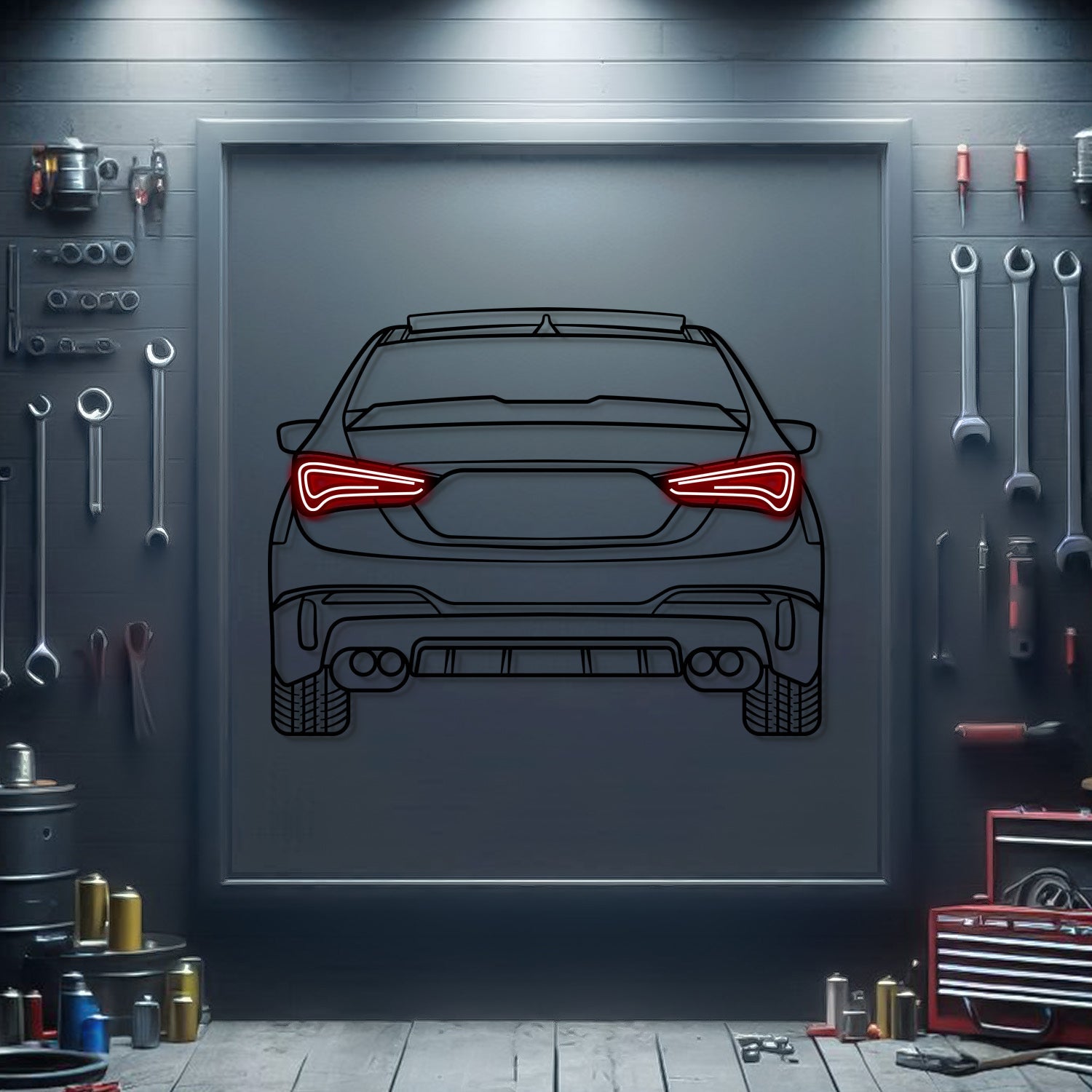 2016 Hyundai Solaris Back View Metal Neon Car Wall Art - MTN0175
