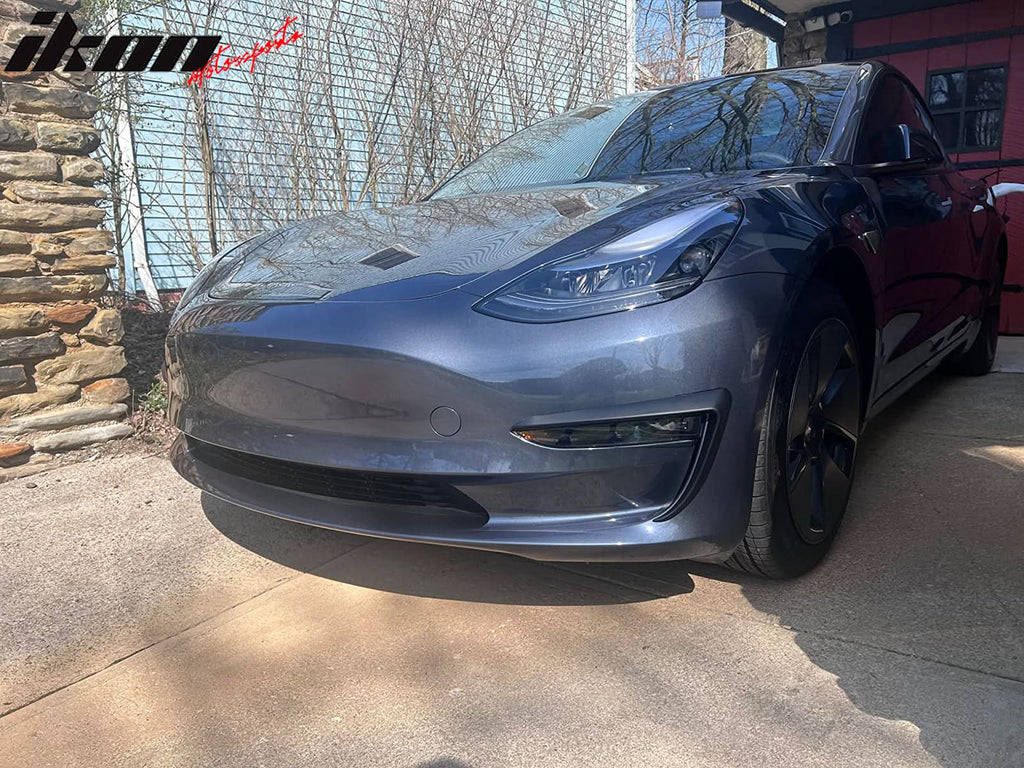 2017-2023 Tesla Model 3 Matte Black IKON Style Fog Light Trims ABS 2PC