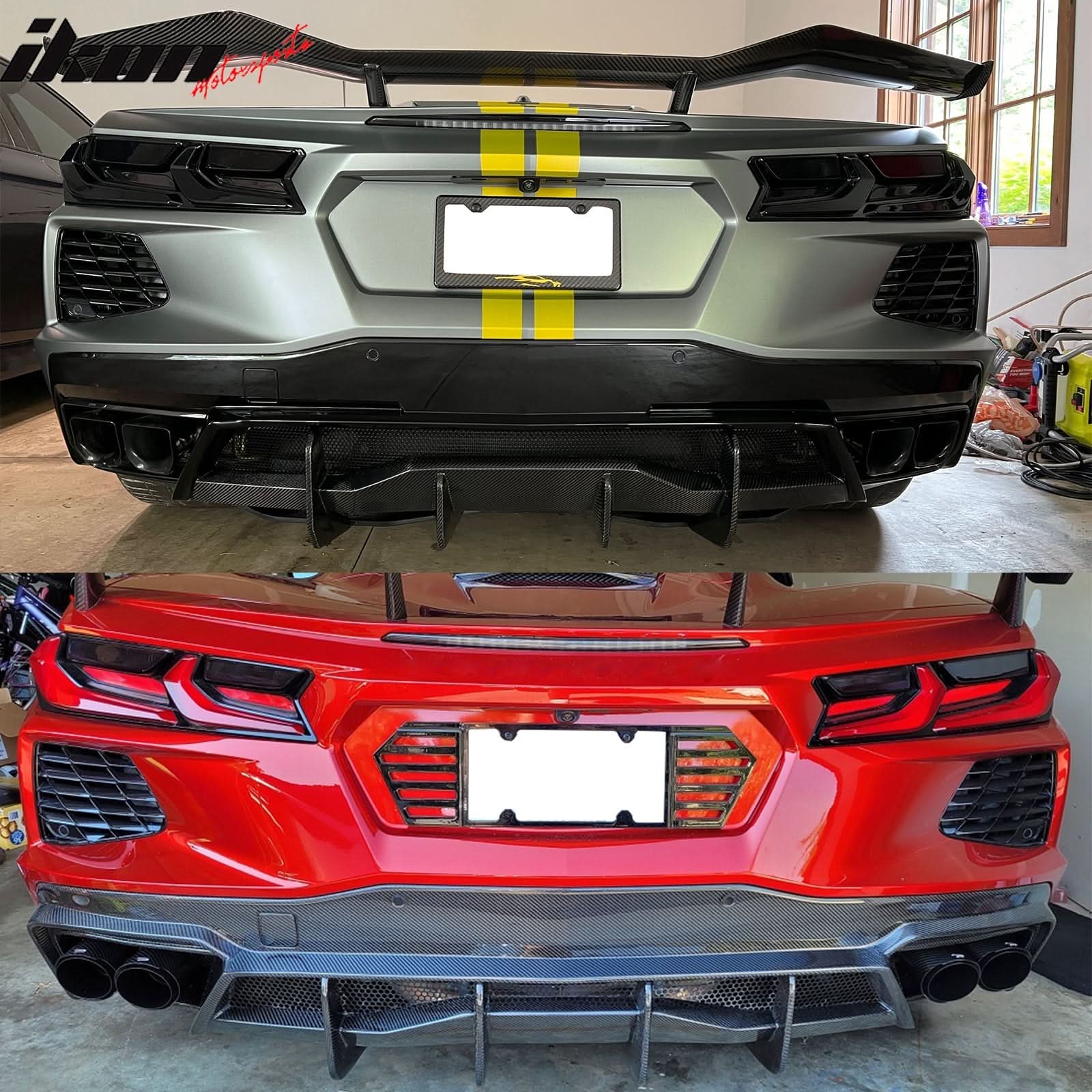 2020-2025 Chevy Corvette C8 Gloss Rear Bumper Diffuser Carbon Fiber