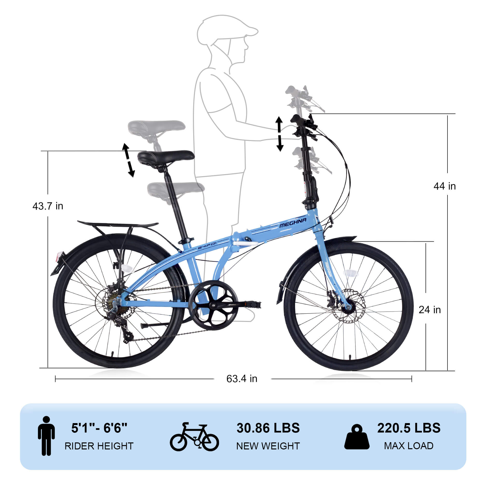 Hycline Meghna 24” Folding Bike