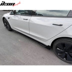 2024 Tesla Model 3 IKON Style Gloss Black Side Skirt Extension ABS