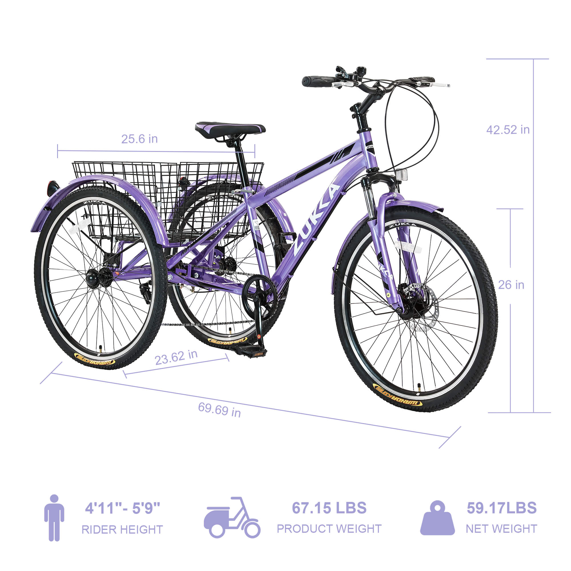 Zukka Wanda 26“ 7-Speed Mountain Adult Tricycle