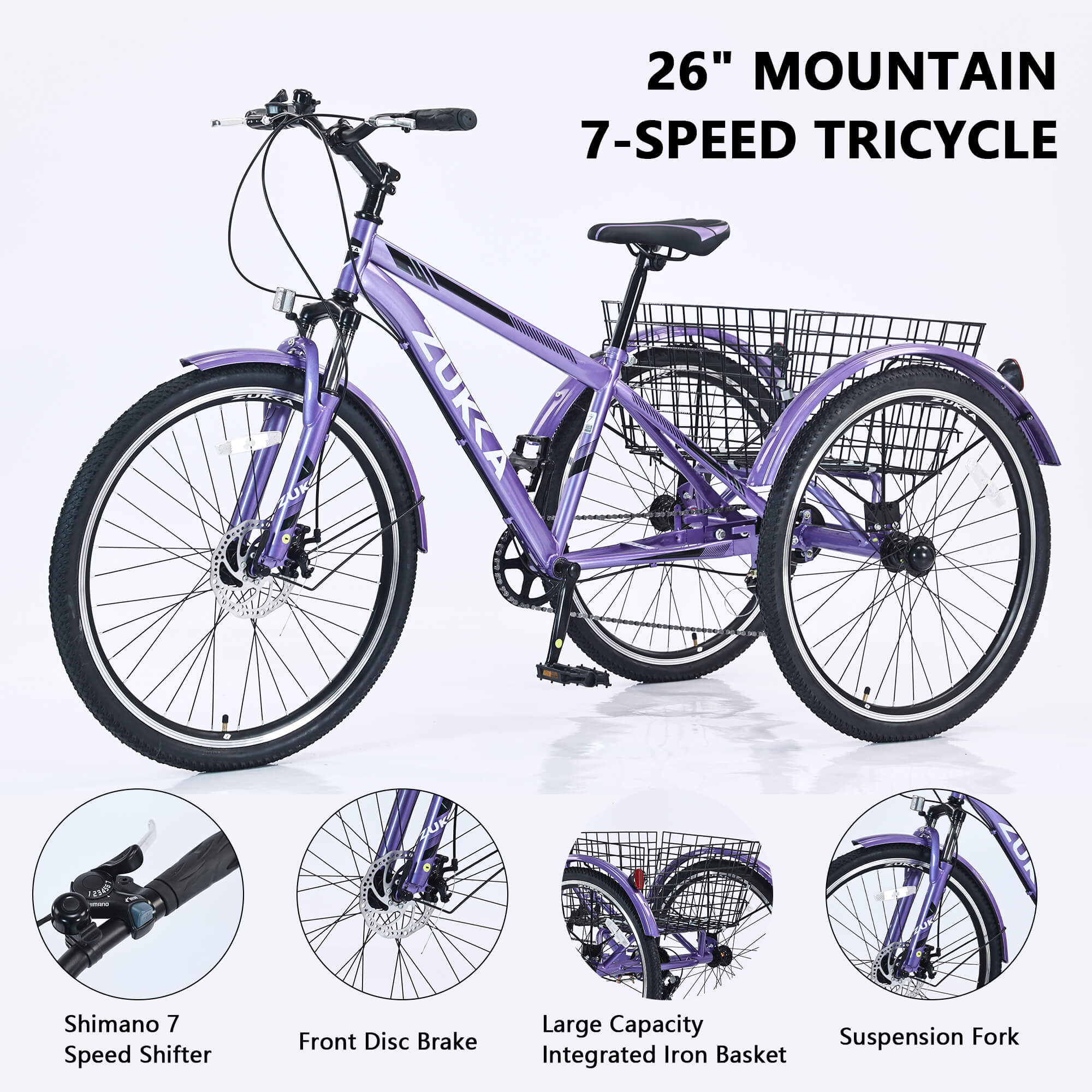 Zukka Wanda 26“ 7-Speed Mountain Adult Tricycle