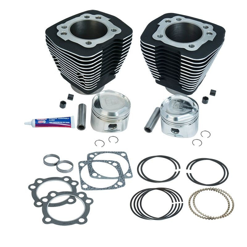 S&S Cylinder 84-99 BT w/Super Stock Cylinder Heads 80in 3 1/2in Bore Cylinder & Piston Kit - WBlack