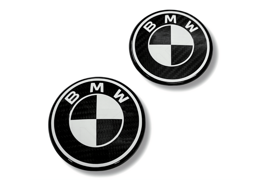 BMW Roundel Emblem Covers - Full Carbon Fiber Black and White Style