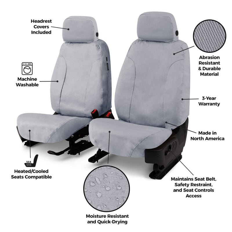 Covercraft 14-23 Ford Transit Polycotton SeatSaver Custom Front Row Seat Covers-Tan
