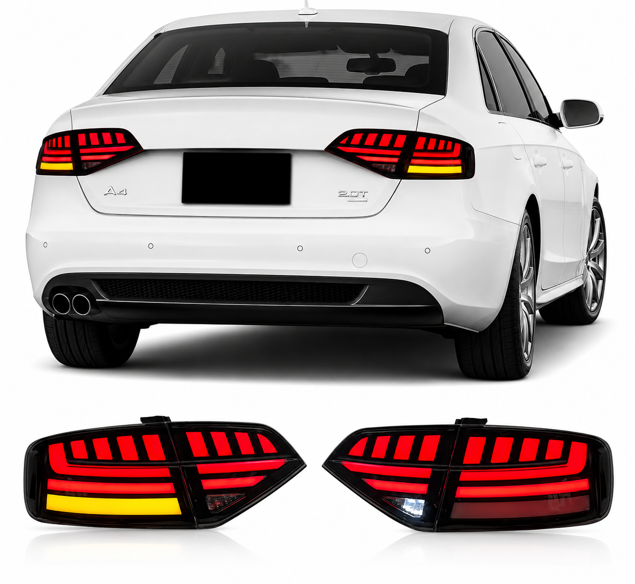 Audi A4 LED Laser Style Tail Lights Rear Lamp Assembly 2009-2012