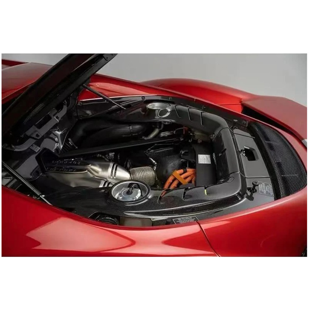 Dry Carbon Fiber Engine Bay Trim Kit Cover for Ferrari 296 GTB GTS by Stratec Systems