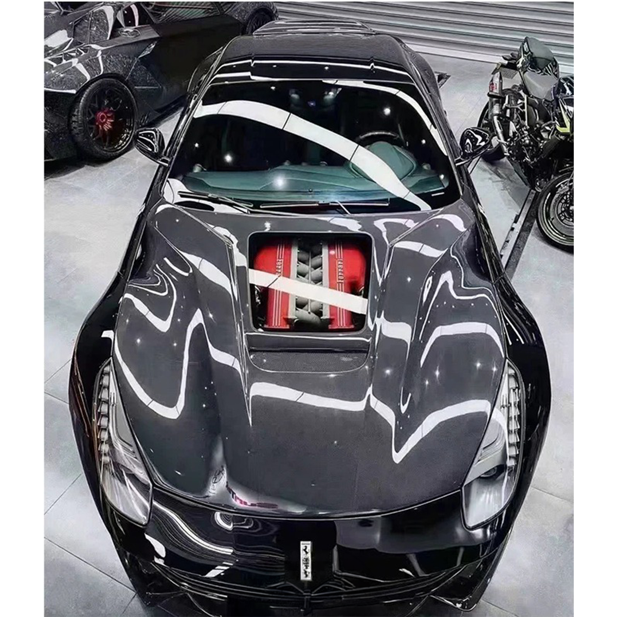 Carbon Fiber Hood Bonnet Transparent Window for Ferrari F12 by Stratec Systems