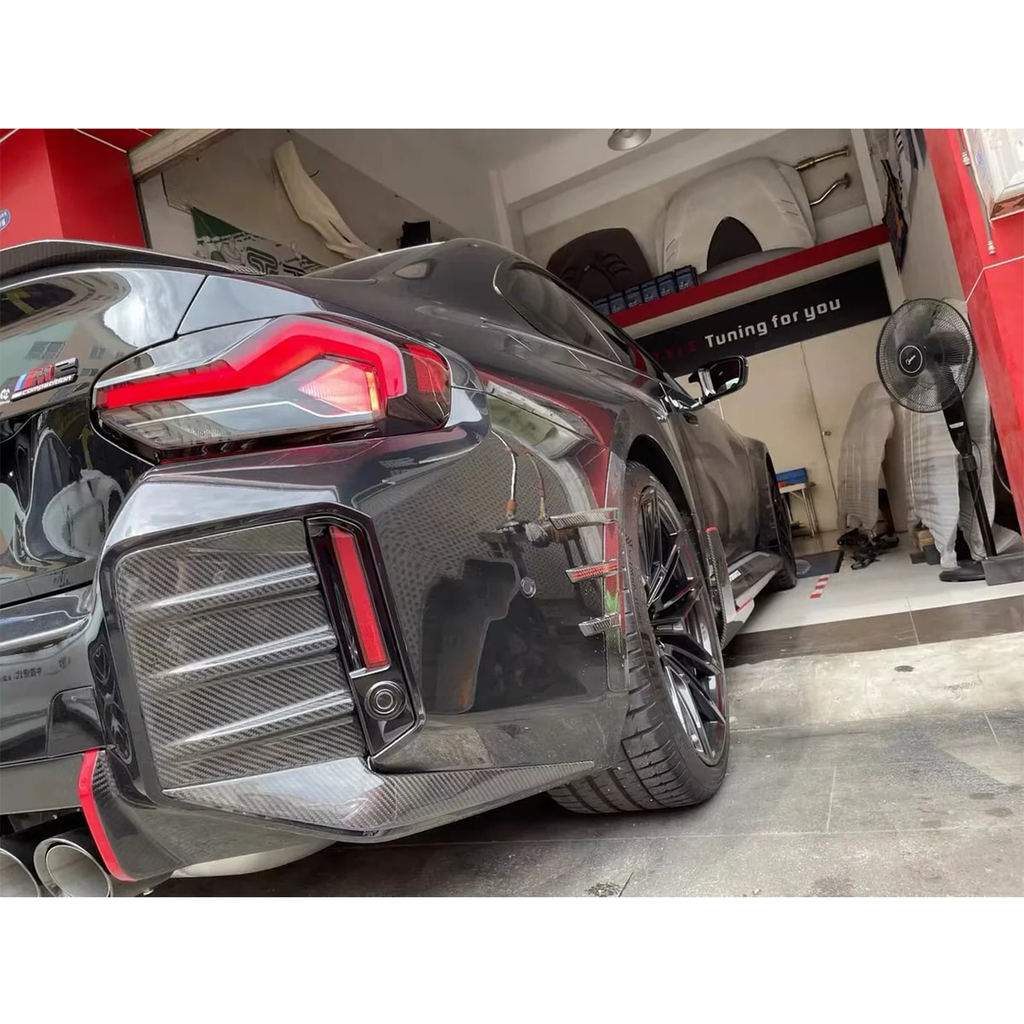 Carbon Fiber M Performance Style Rear Bumper Insert Trim Set for BMW G87 M2 - Bull Boost Performance