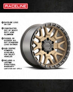 Raceline 953BZ Krank 20x9in / 8x165.1 BP / 0mm Offset / 125.2mm Bore - Bronze