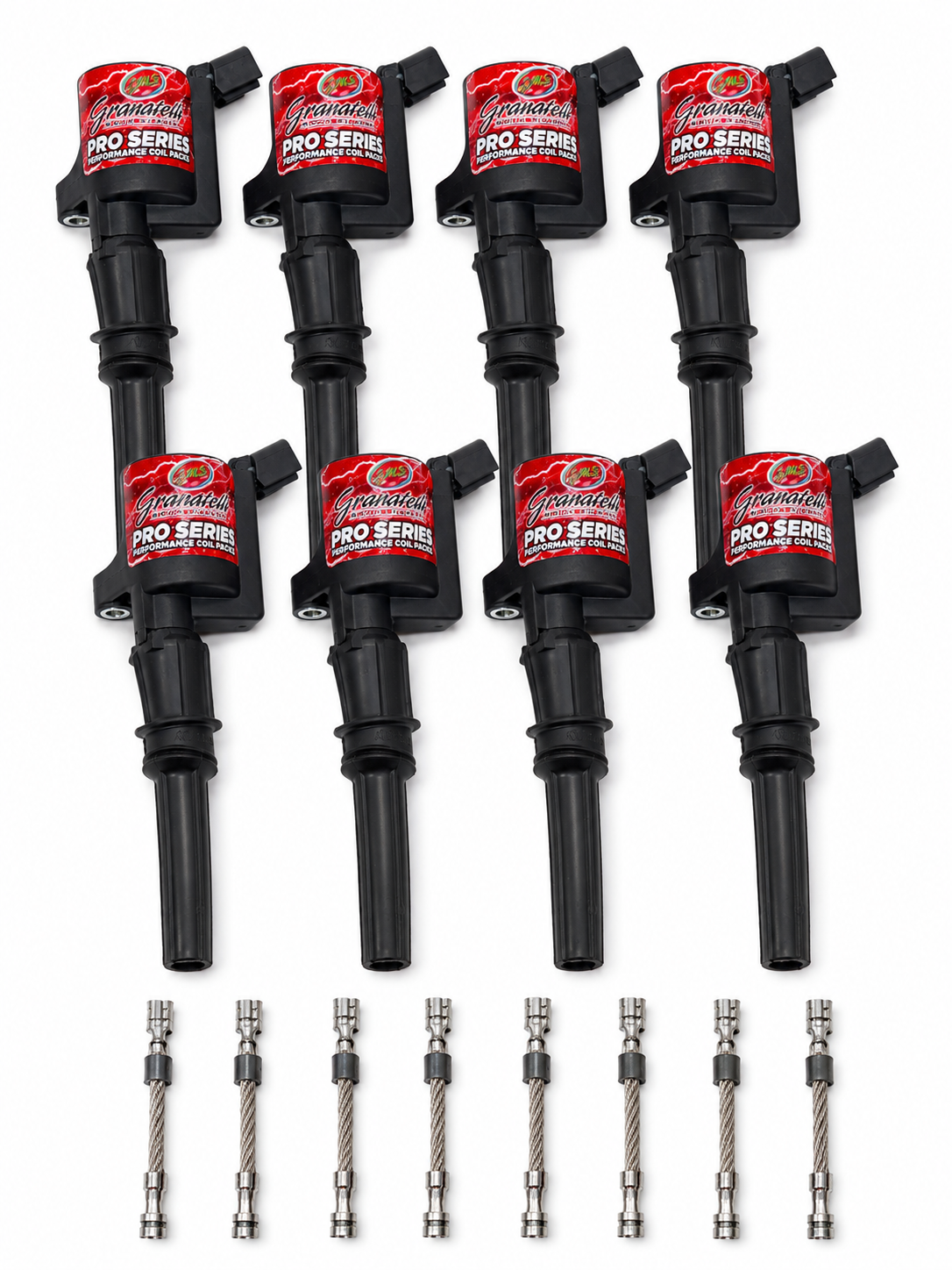 05-08 Ford 4.6L/5.4L 3V Hot Street Coil Packs - Black (Set of 8) - Granatelli Motor Sports
