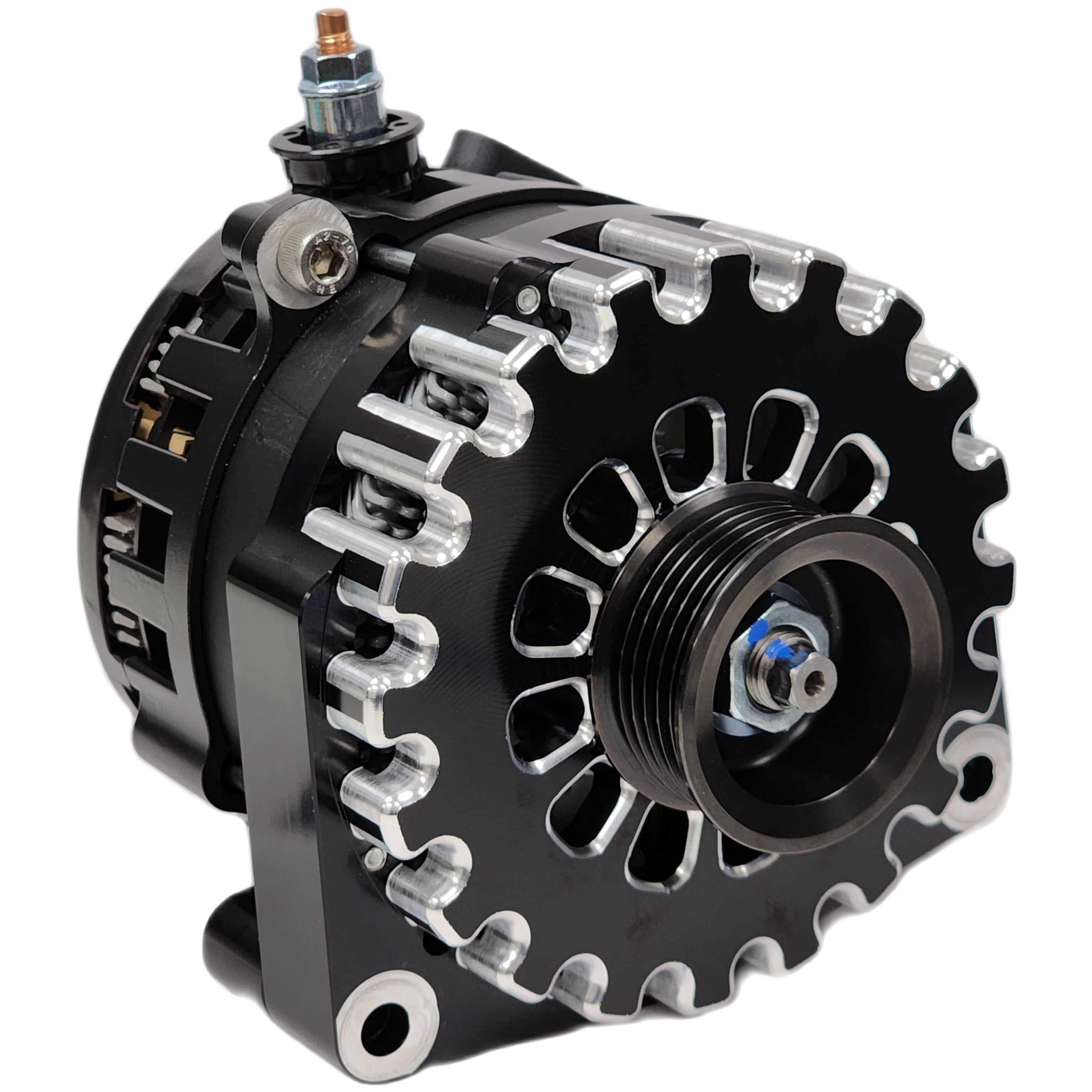 Mechman 250 Amp RVC Bypass High Output Alternator 2014+ Chevrolet GMC Cadillac - Black Billet
