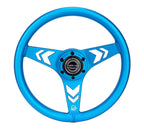 NRG Aluminum Steering Wheel 330mm - Arow Cutout - Ergonomic Grip - Anadized Blue