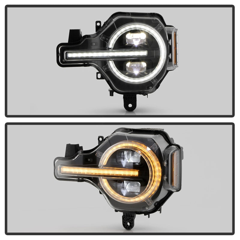 Spyder 21-24 Ford Bronco High-Power LED Headlights - Black (PRO-YD-FB21LEDAP-SEQSBGR-BK)