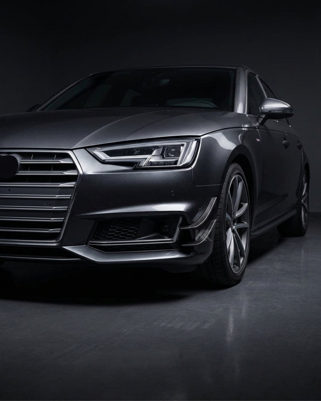Audi A4 B9 S-Line / S4 Sedan Carbon Fiber Front Bumper Fins 2017 - 2019