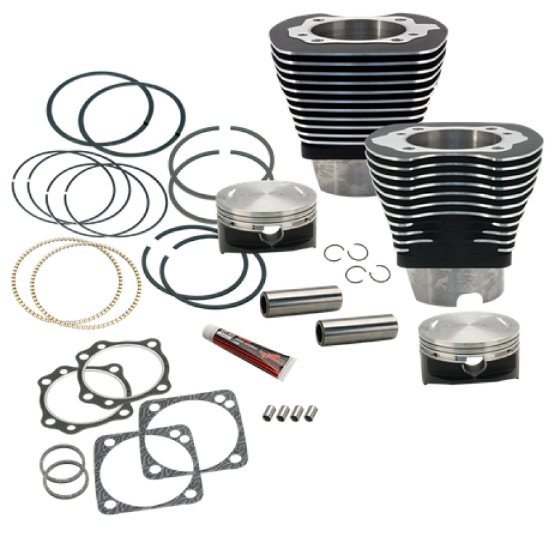 S&S Cycle 84-99 BT 4 1/8in Bore Cylinder & Piston Kit For S&S V117 Engine - WBlack