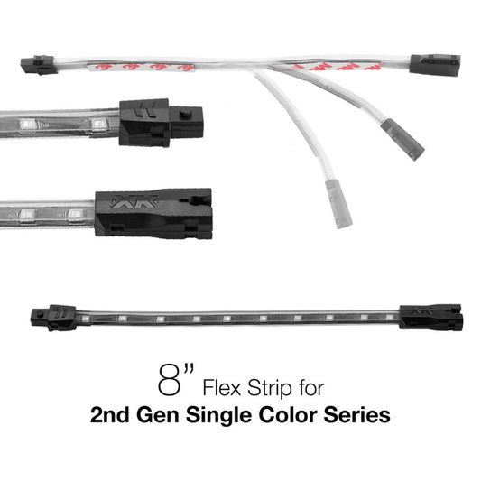 XK Glow Single Color 8in Flex Strip Single Color AMBER - 2nd Gen