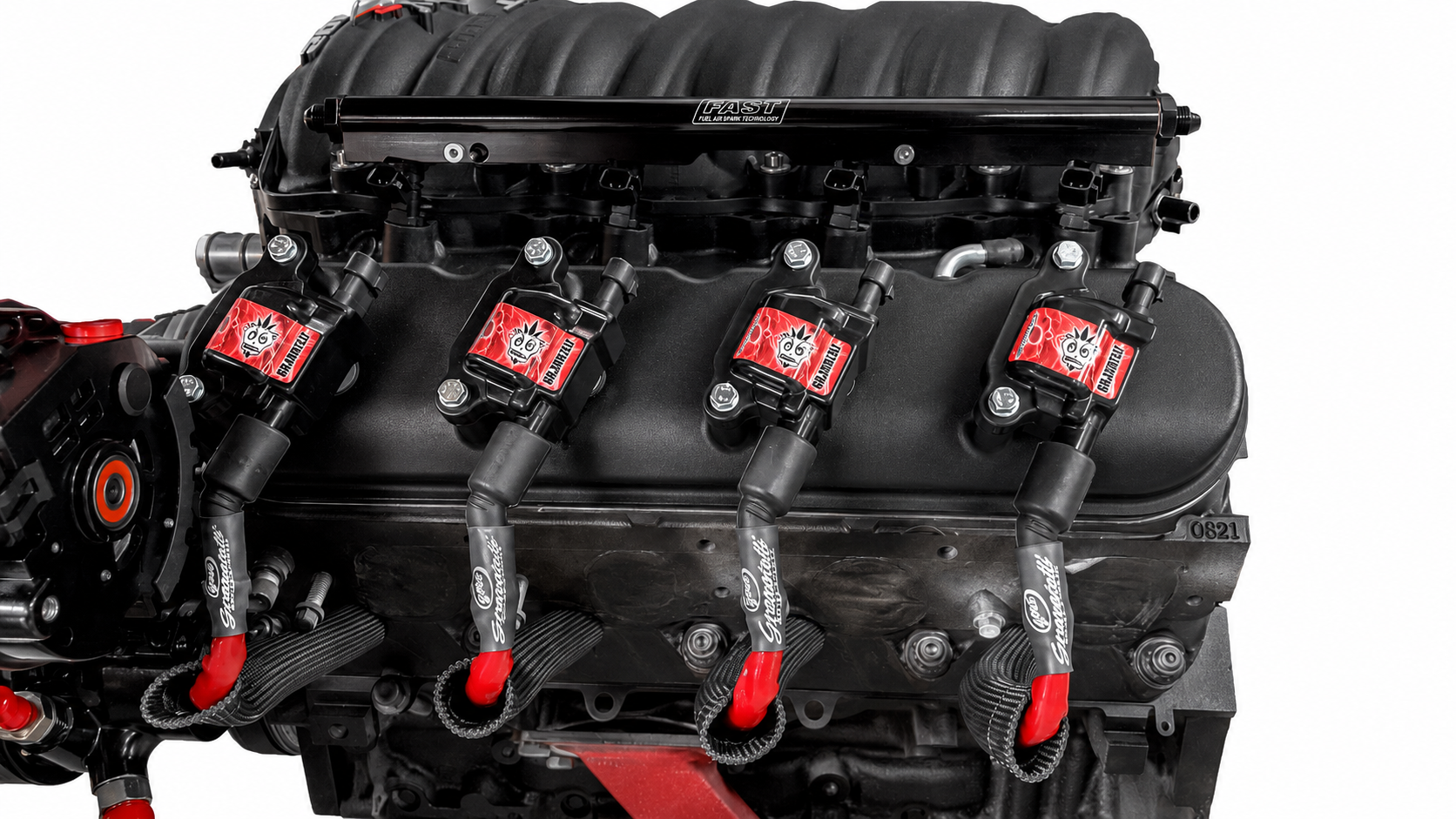 99-23 GM Truck V8 Perf Coil-Near-Plug Wire Conn Kit w/9in Lead/Red Jacket/Sleeve - Granatelli Motor Sports