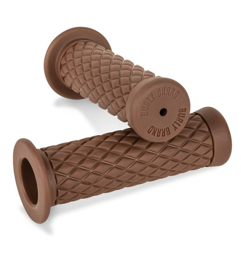 Burly Brand Rubber Diamondback Grips 7/8in - Brown