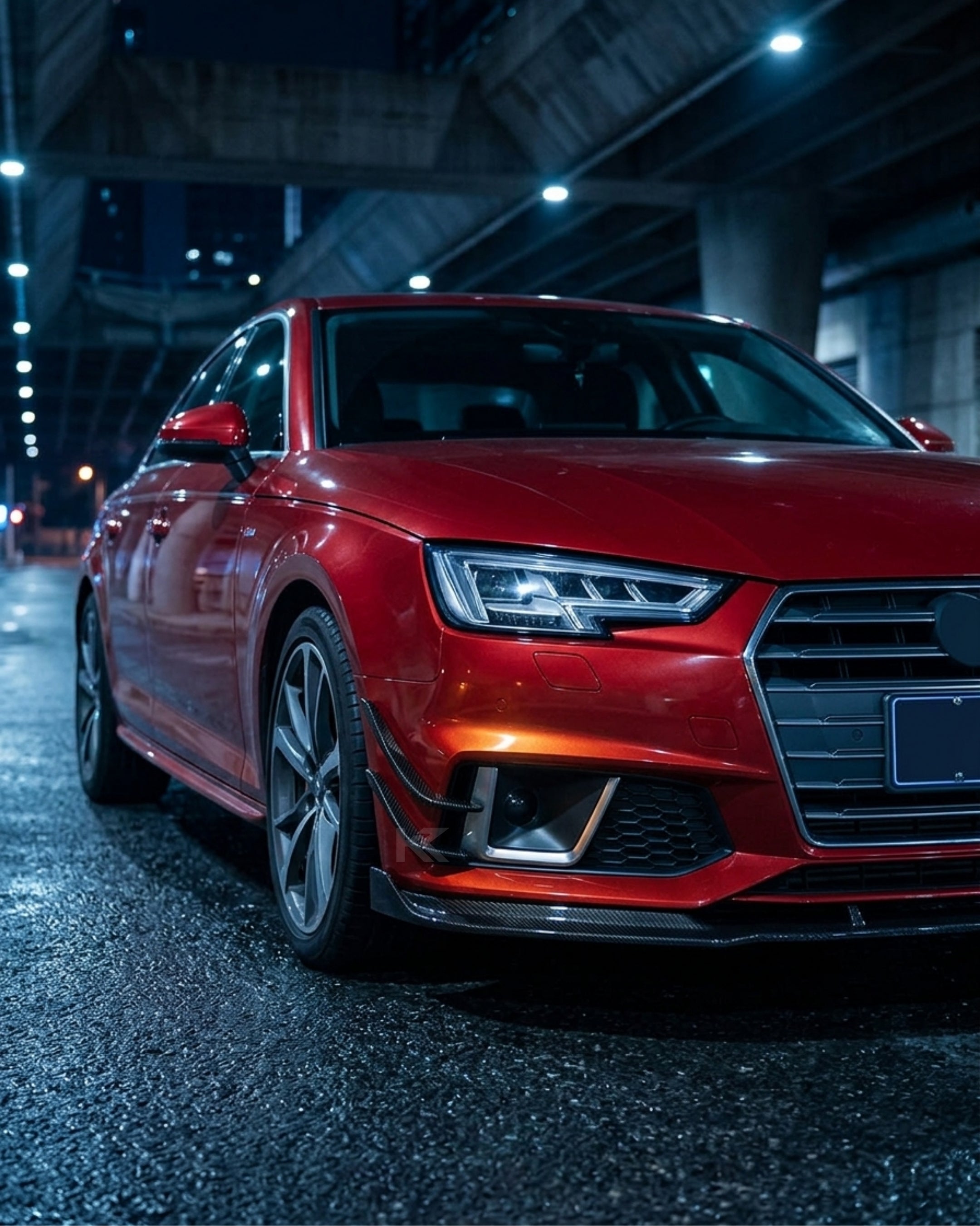 Audi A4 B9 S-Line / S4 Sedan Carbon Fiber Front Bumper Fins 2017 - 2019