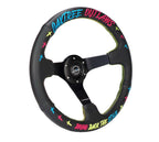 NRG Reinforced Steering Wheel - Oak Tree Outlaws 3in Deep/5mm Blk Spoke 350mm Wheel - Blk Perf Lthr