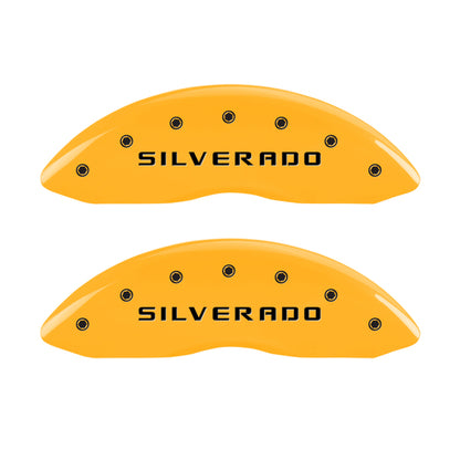 MGP 4 Caliper Covers Engraved Front & Rear Silverado Yellow Finish Black Char 2005 Chevrolet Astro