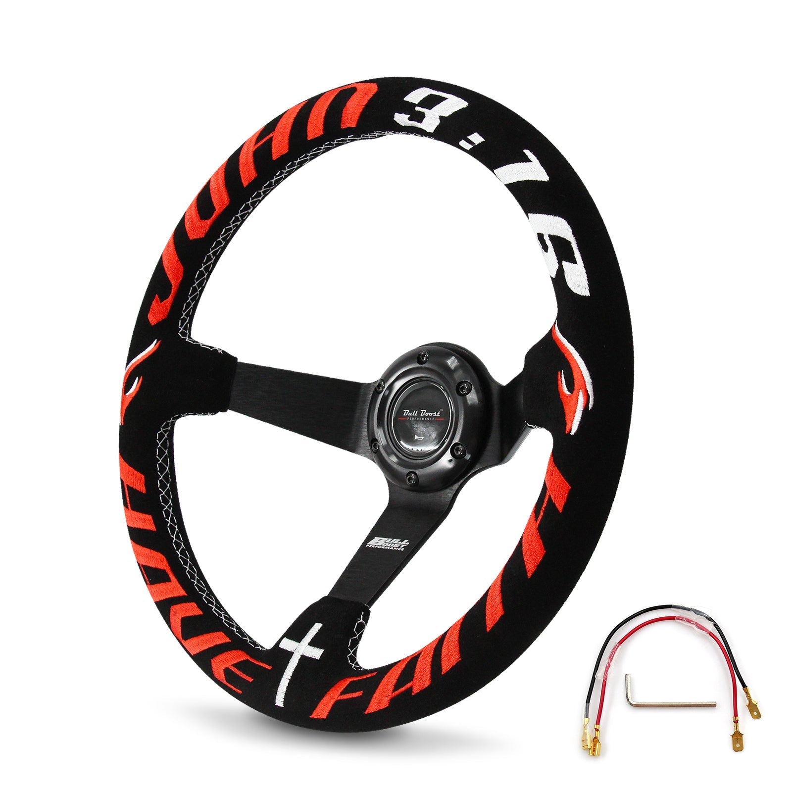 Have Faith Suede Steering Wheel + Hub Adapter Kit For Toyota Corolla, Hilux Pickup - Bull Boost Performance