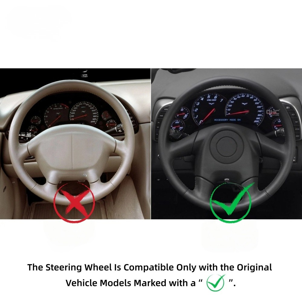 Hand-Stitched Leather Steering Wheel for Corvette C6 2005 (D-Shaped)