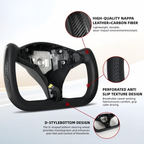 Black or White Yoke Full Leather Heated Steering Wheel with Carbon Fiber for Tesla Model S 2014–2020 & Model X 2016–2020
