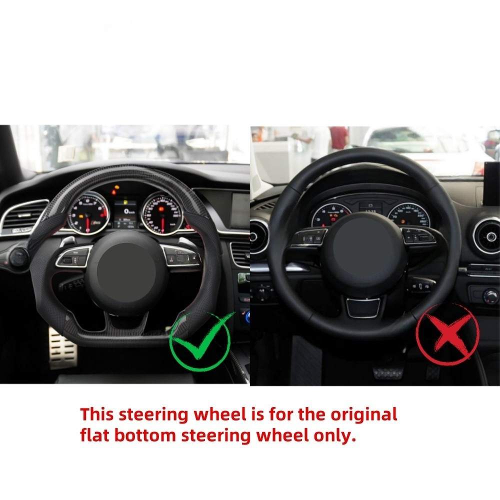 Flat-Bottom Real Carbon Fiber Steering Wheel for Audi A3 A4 A5 S3 S4 S5 RS3 RS4 RS5 RS6 RS7 SQ5 2012–2016