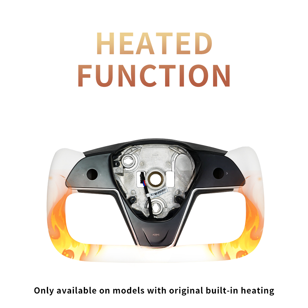 Heated White Leather Yoke Steering Wheel for Tesla Model 3 / Model Y