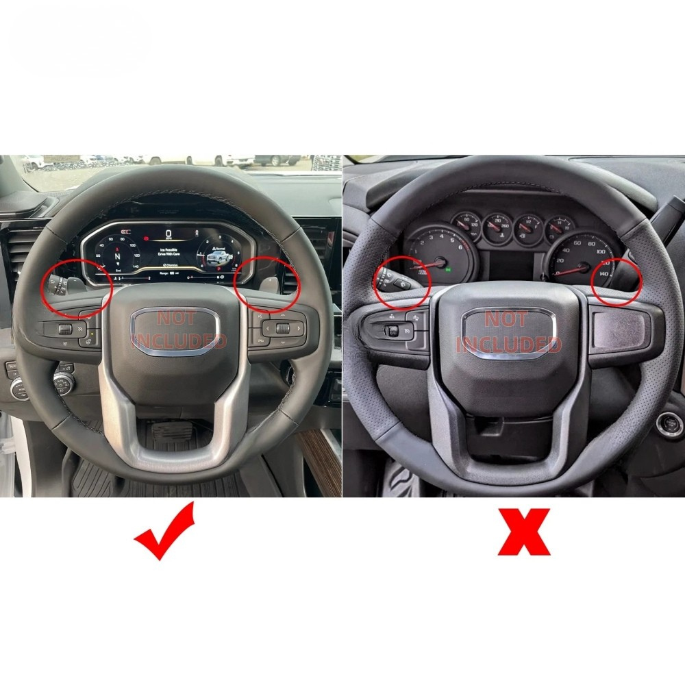 Full Leather Steering Wheel for GMC Sierra 1500 AT4, Denali, 2500HD & 3500HD 2019–2025 with Paddle Shifter Cutouts