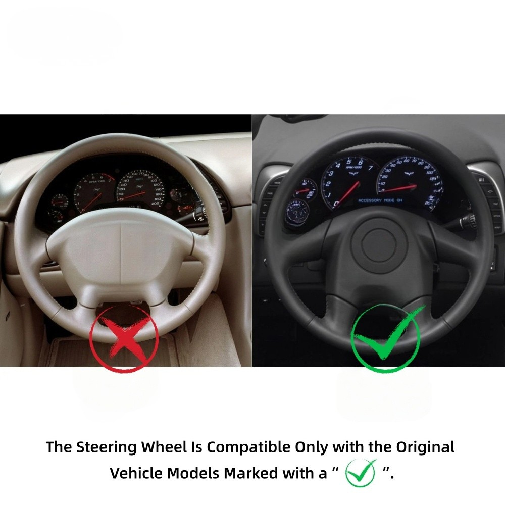 Full Leather Steering Wheel for Chevrolet Corvette C6 2005 4-Spoke with Red/Black Center Line (Non-Heated)