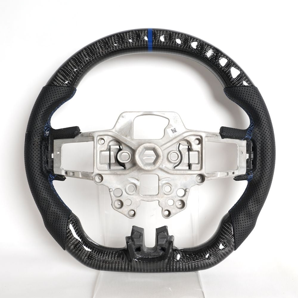 Carbon Fiber Steering Wheel for Ford Mustang 2018-2023 Blue Line