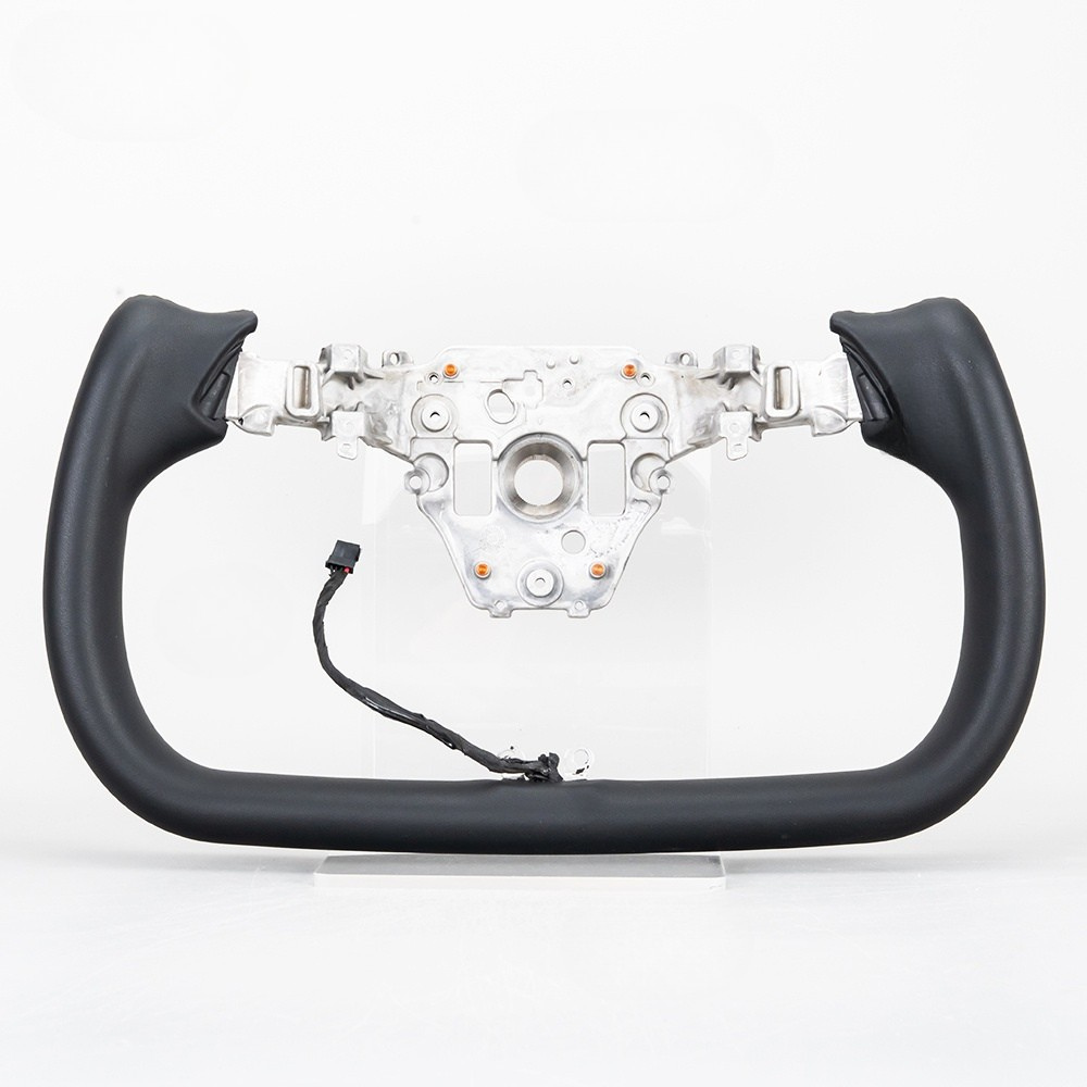 Heated Black Leather Yoke Steering Wheel for Tesla Model Y 2025+ Juniper
