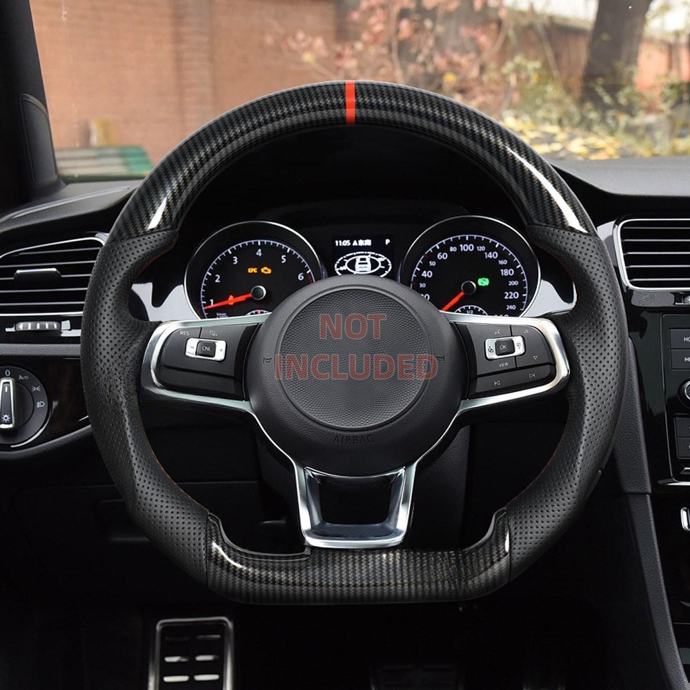 Hydro-Dip Carbon Fiber Steering Wheel for Volkswagen Golf GTI, Golf R & MK7/MK7.5 R-Line 2015–2019