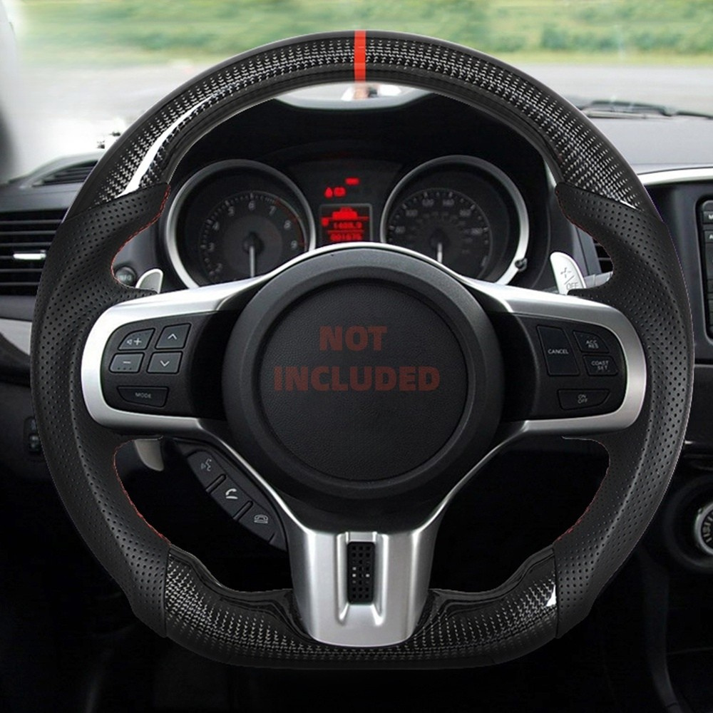 Real Carbon Fiber Steering Wheel for Mitsubishi Lancer Evolution EVO X 2008–2015 with Perforated Leather Grip
